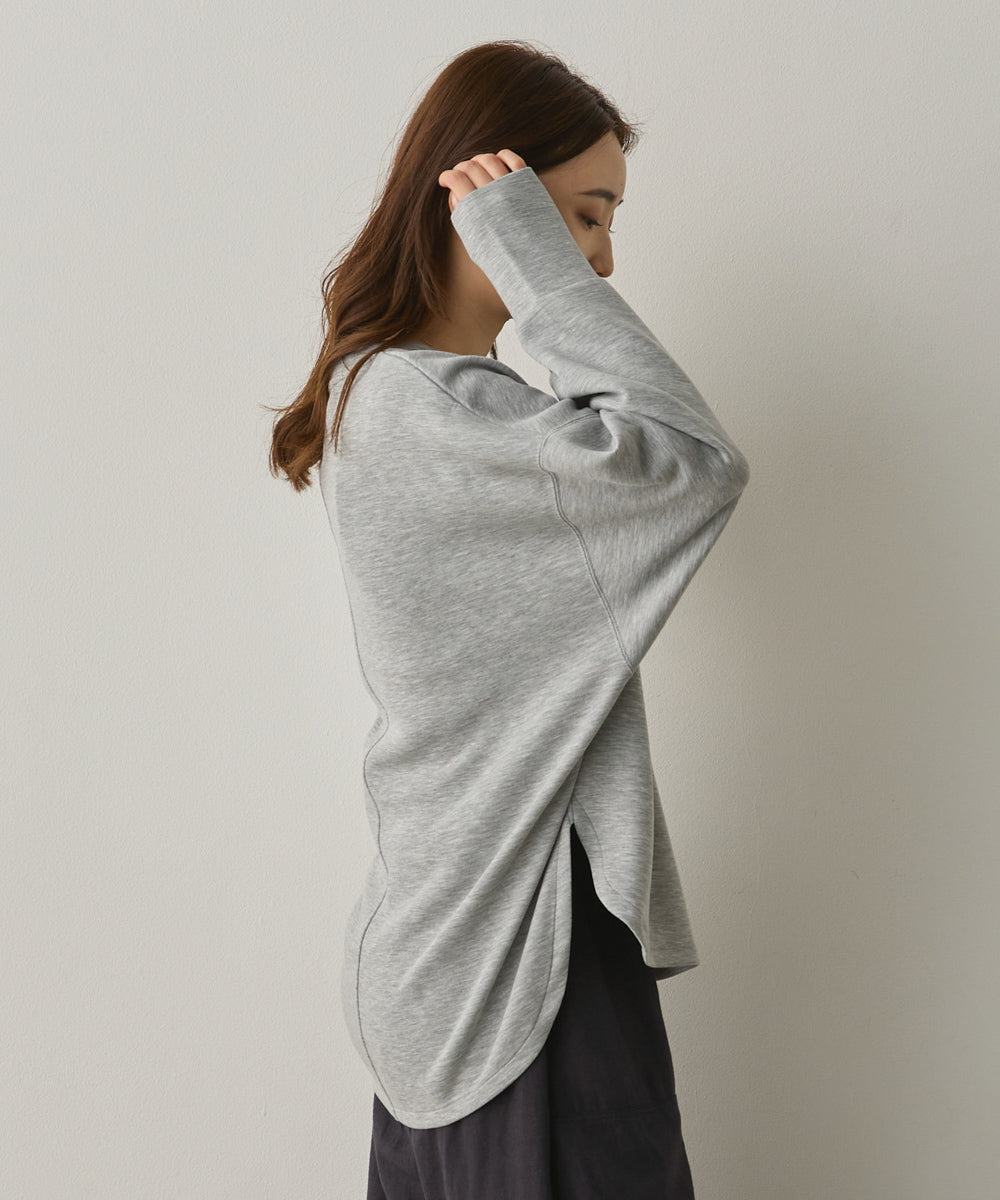 ソフトダンボールニットフロッキープリントボリューム袖プルオーバー[1325-6152]