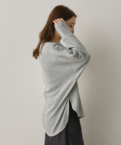 ソフトダンボールニットフロッキープリントボリューム袖プルオーバー[1325-6152]