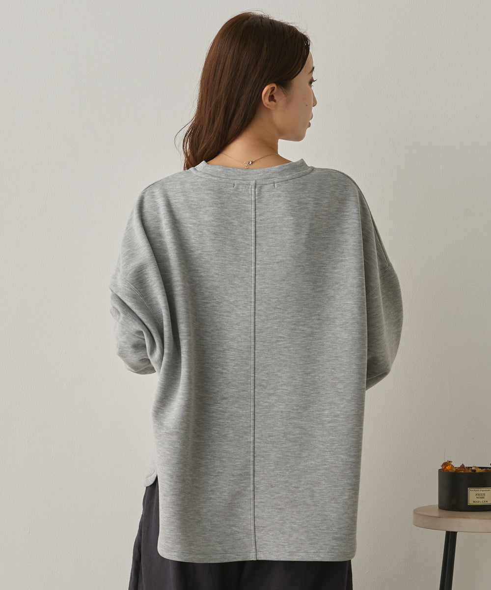 ソフトダンボールニットフロッキープリントボリューム袖プルオーバー[1325-6152]