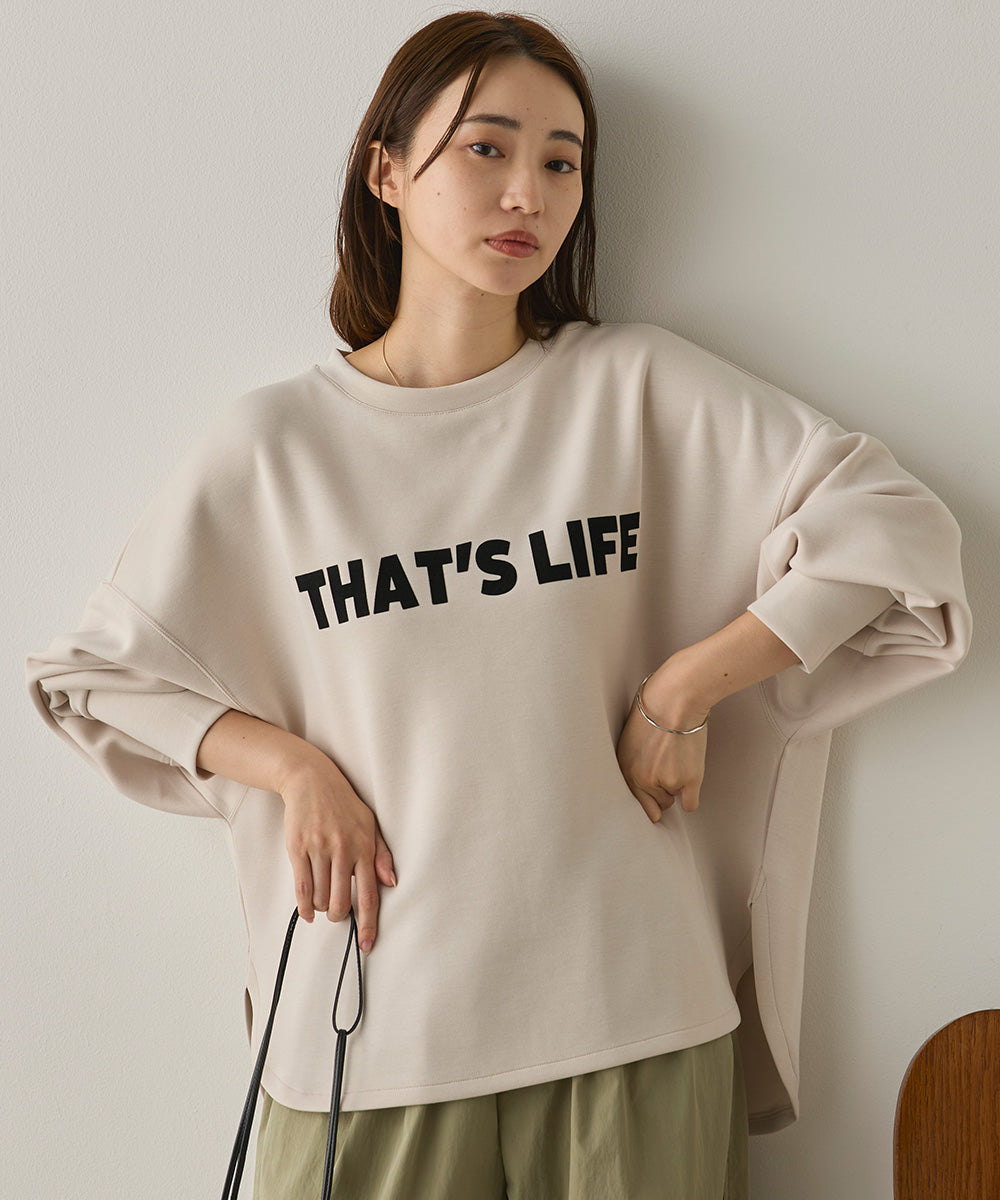 ソフトダンボールニットフロッキープリントボリューム袖プルオーバー[1325-6152]