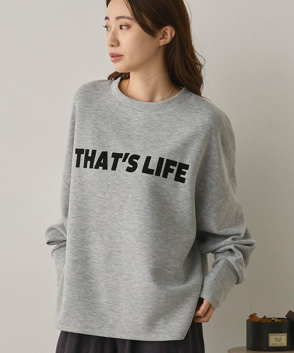 ソフトダンボールニットフロッキープリントボリューム袖プルオーバー[1325-6152]