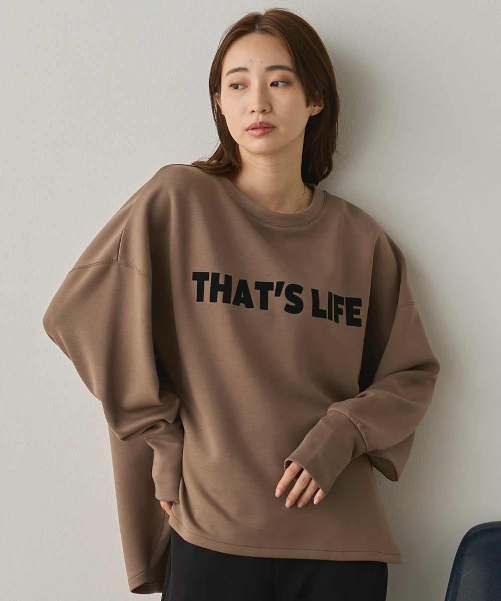 ソフトダンボールニットフロッキープリントボリューム袖プルオーバー[1325-6152]