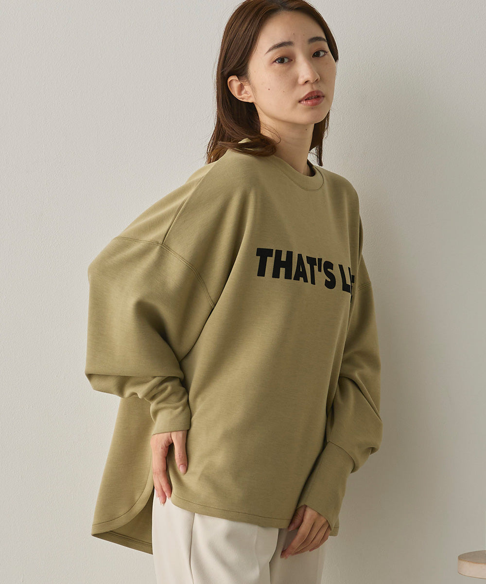 ソフトダンボールニットフロッキープリントボリューム袖プルオーバー[1325-6152]