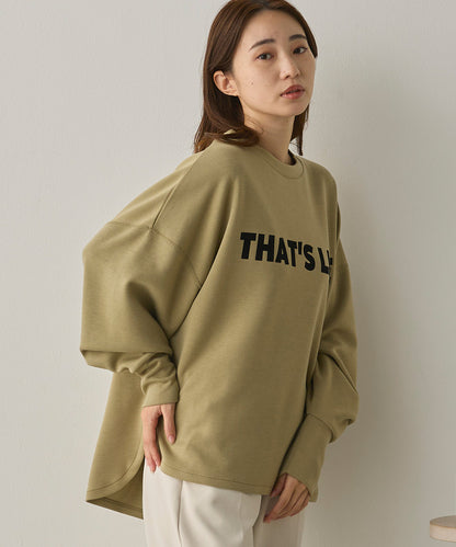 ソフトダンボールニットフロッキープリントボリューム袖プルオーバー[1325-6152]