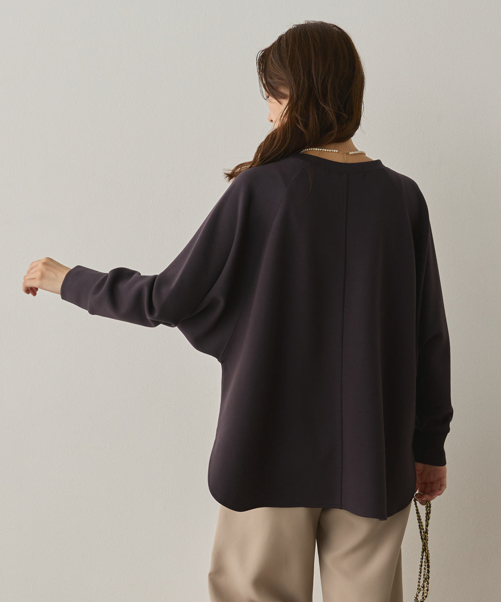 ソフトダンボールニットフロッキープリントドルマンプルオーバー[1325-6153]