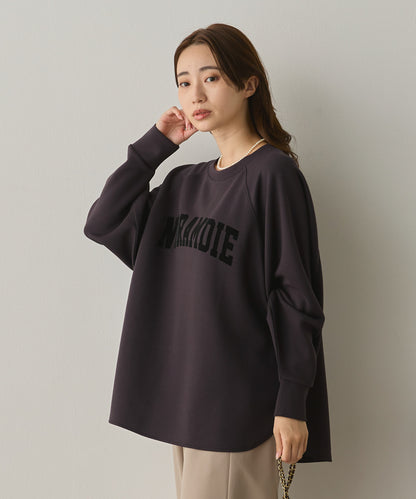 ソフトダンボールニットフロッキープリントドルマンプルオーバー[1325-6153]