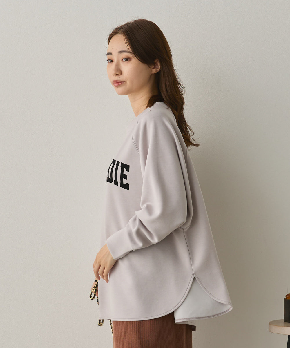 ソフトダンボールニットフロッキープリントドルマンプルオーバー[1325-6153]