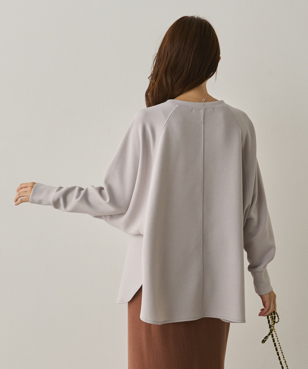 ソフトダンボールニットフロッキープリントドルマンプルオーバー[1325-6153]