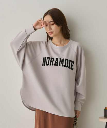 ソフトダンボールニットフロッキープリントドルマンプルオーバー[1325-6153]