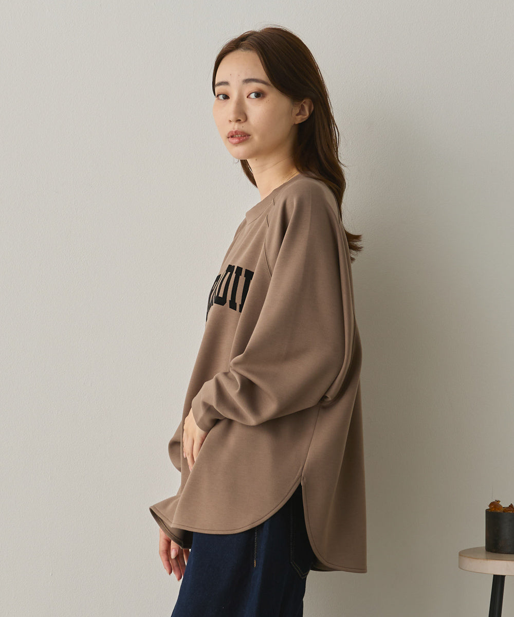 ソフトダンボールニットフロッキープリントドルマンプルオーバー[1325-6153]