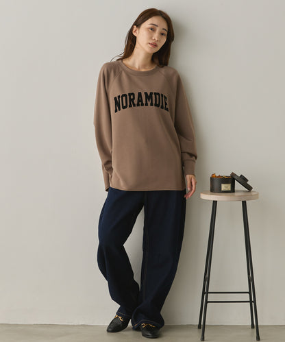 ソフトダンボールニットフロッキープリントドルマンプルオーバー[1325-6153]