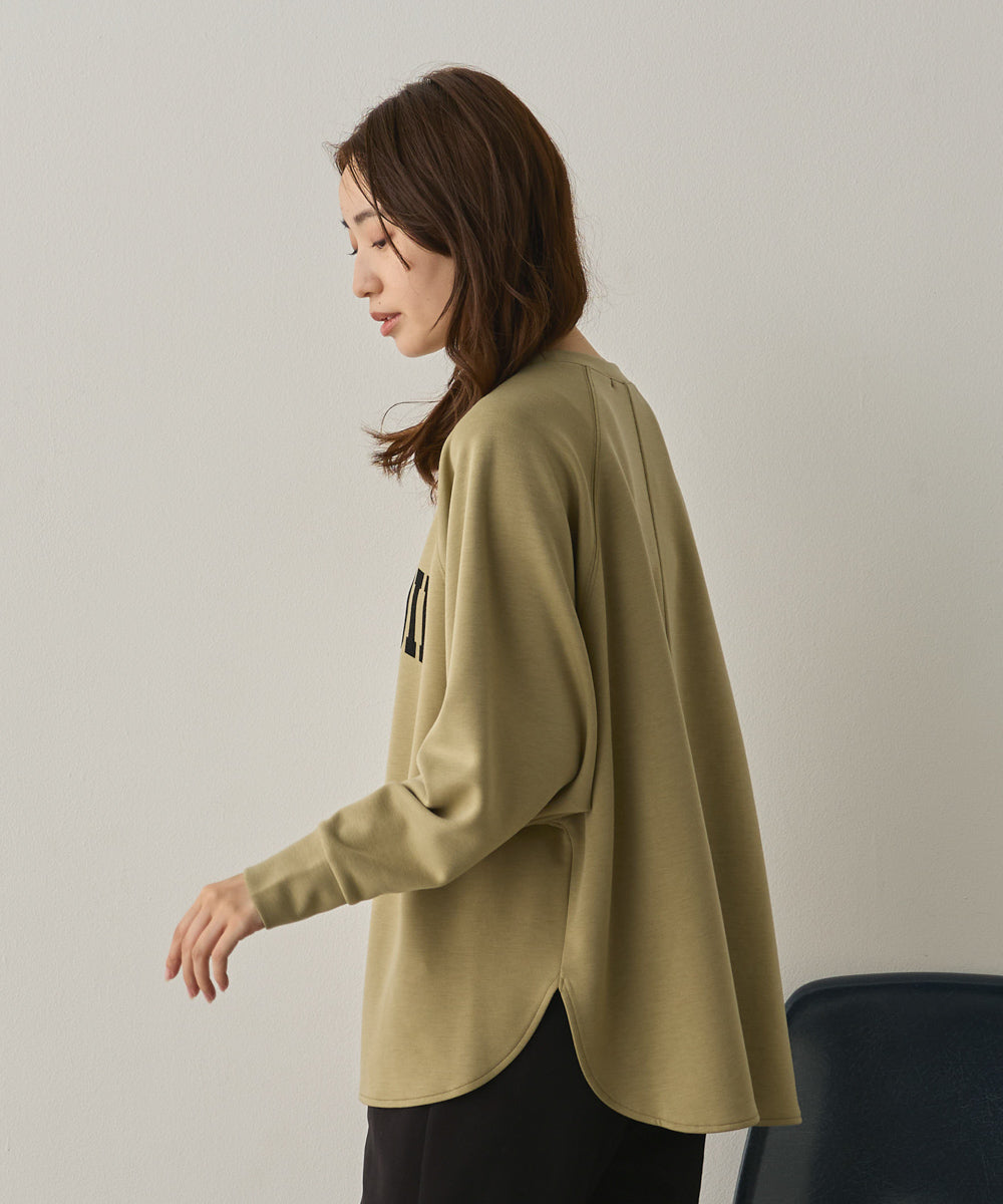 ソフトダンボールニットフロッキープリントドルマンプルオーバー[1325-6153]