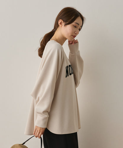 ソフトダンボールニットフロッキープリントドルマンプルオーバー[1325-6153]