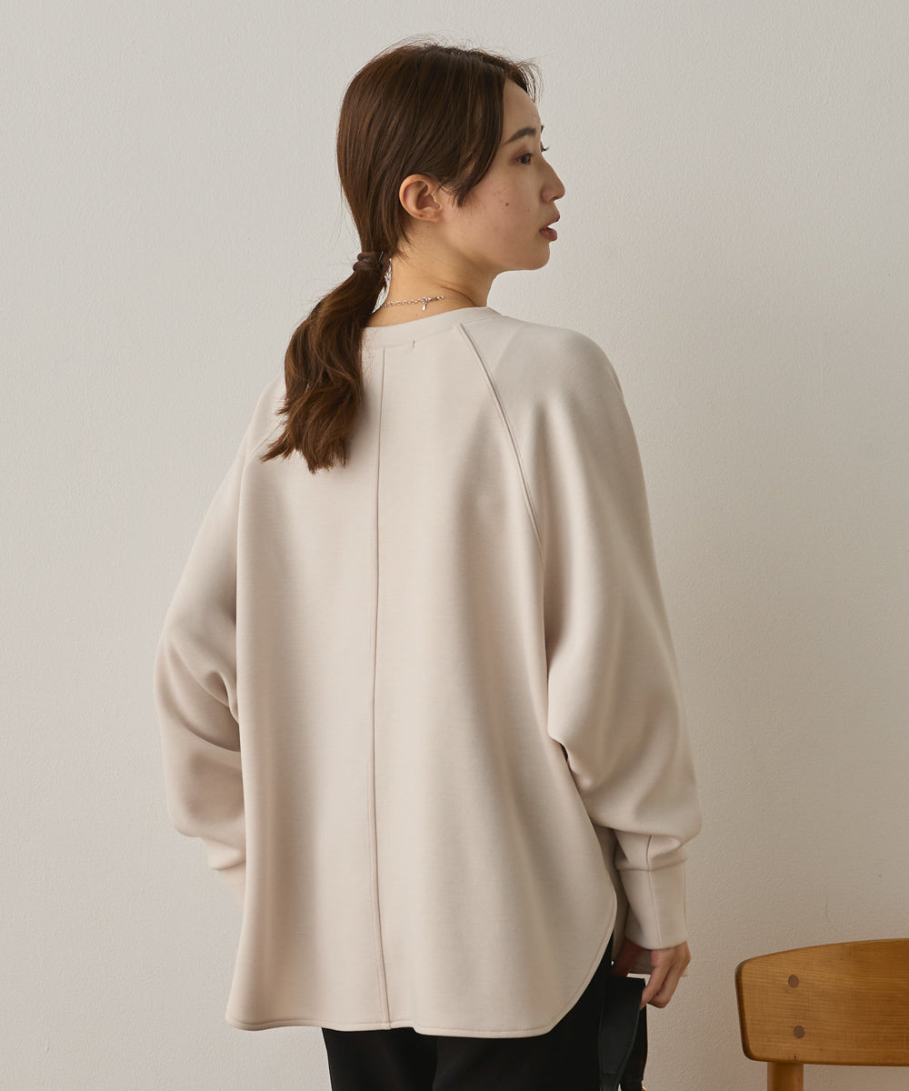 ソフトダンボールニットフロッキープリントドルマンプルオーバー[1325-6153]