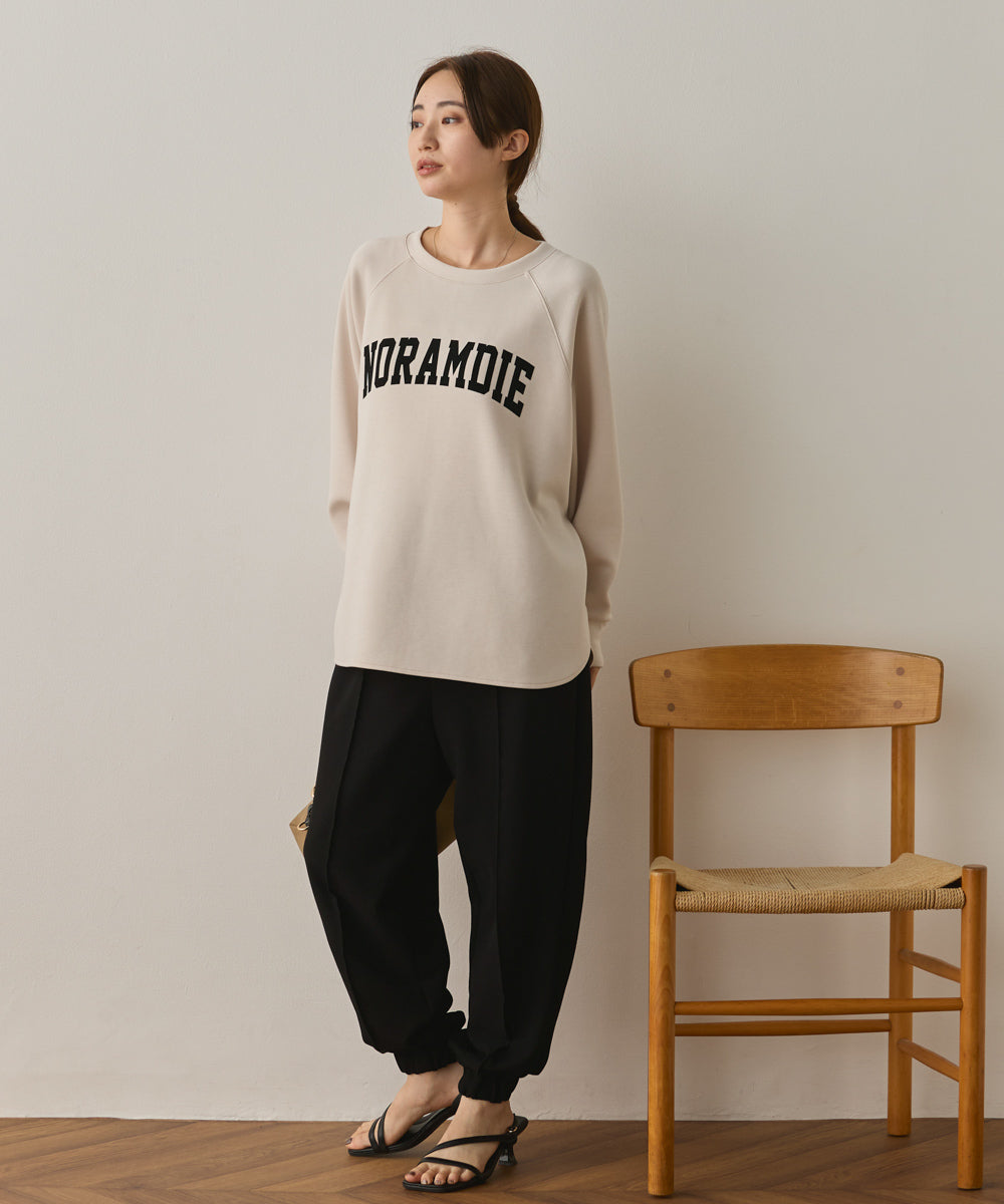 ソフトダンボールニットフロッキープリントドルマンプルオーバー[1325-6153]