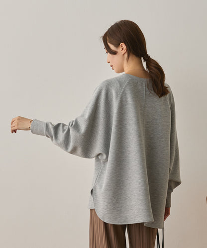 ソフトダンボールニットフロッキープリントドルマンプルオーバー[1325-6153]