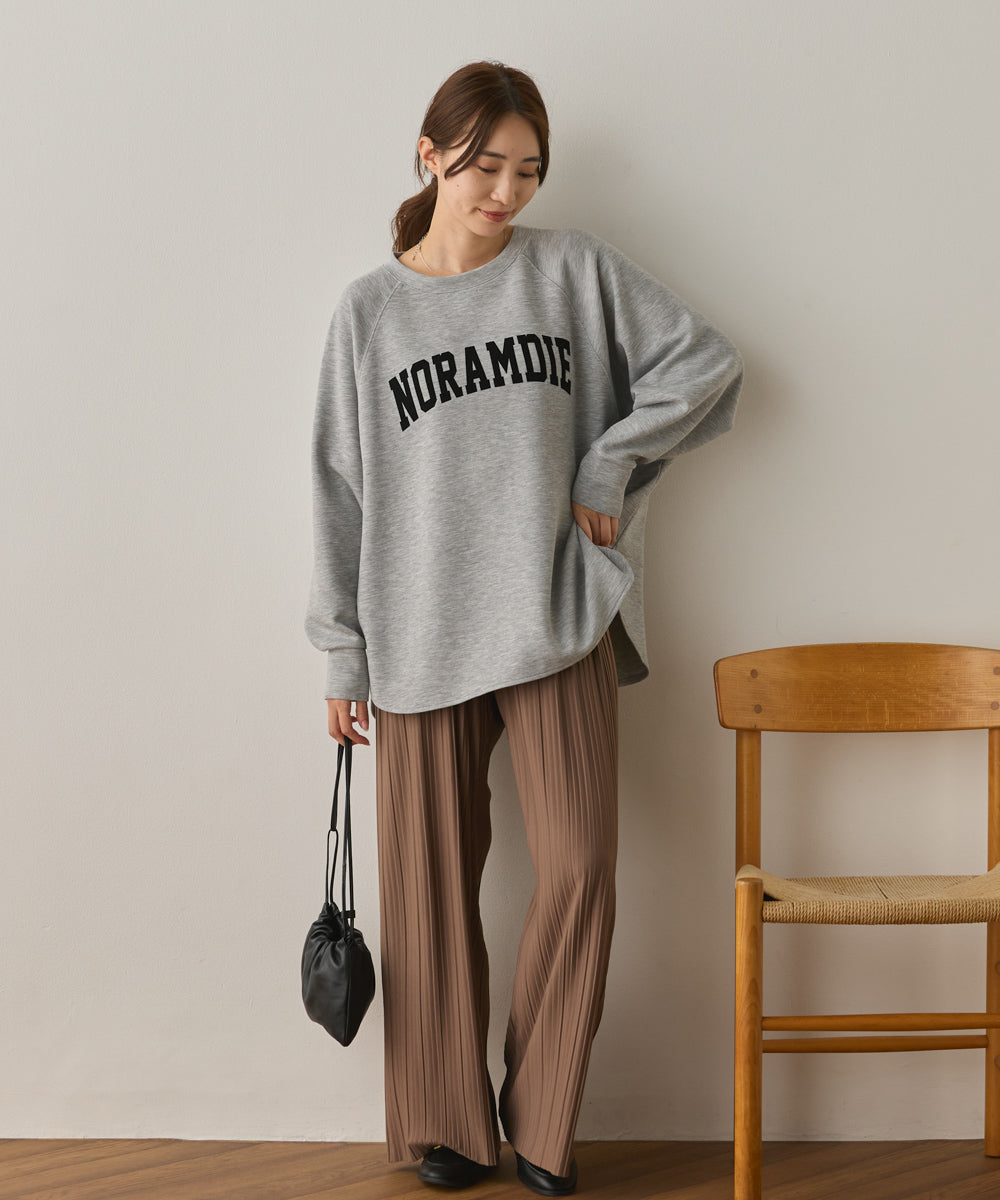 ソフトダンボールニットフロッキープリントドルマンプルオーバー[1325-6153]