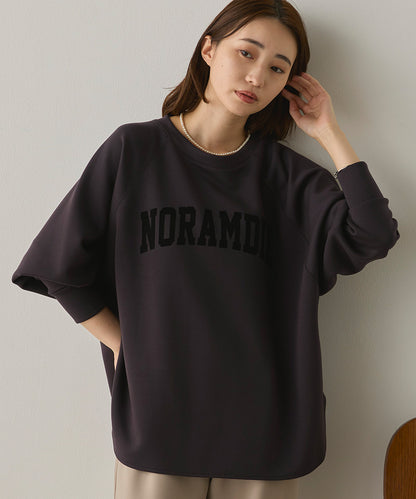 ソフトダンボールニットフロッキープリントドルマンプルオーバー[1325-6153]