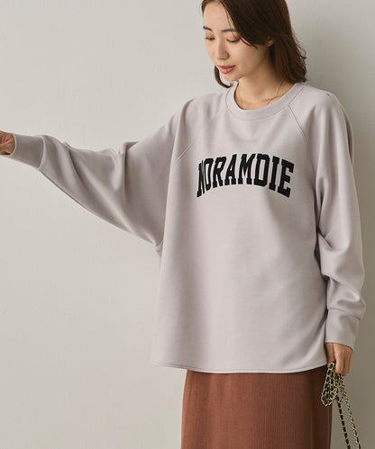 ソフトダンボールニットフロッキープリントドルマンプルオーバー[1325-6153]