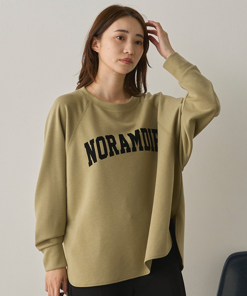 ソフトダンボールニットフロッキープリントドルマンプルオーバー[1325-6153]