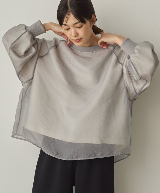 オーガンジーレイヤードボリューム袖プルオーバー[1325-6156]