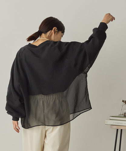 オーガンジーレイヤードボリューム袖プルオーバー[1325-6156]