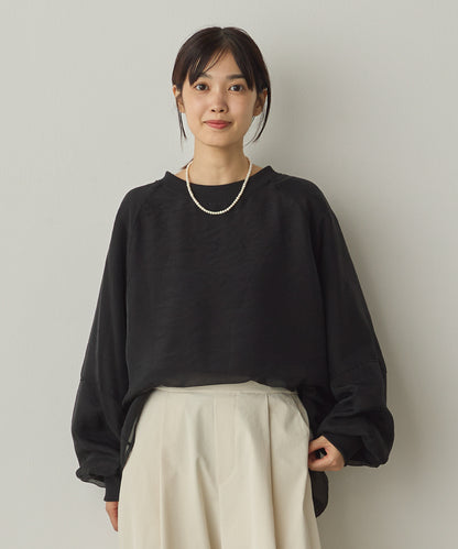 オーガンジーレイヤードボリューム袖プルオーバー[1325-6156]