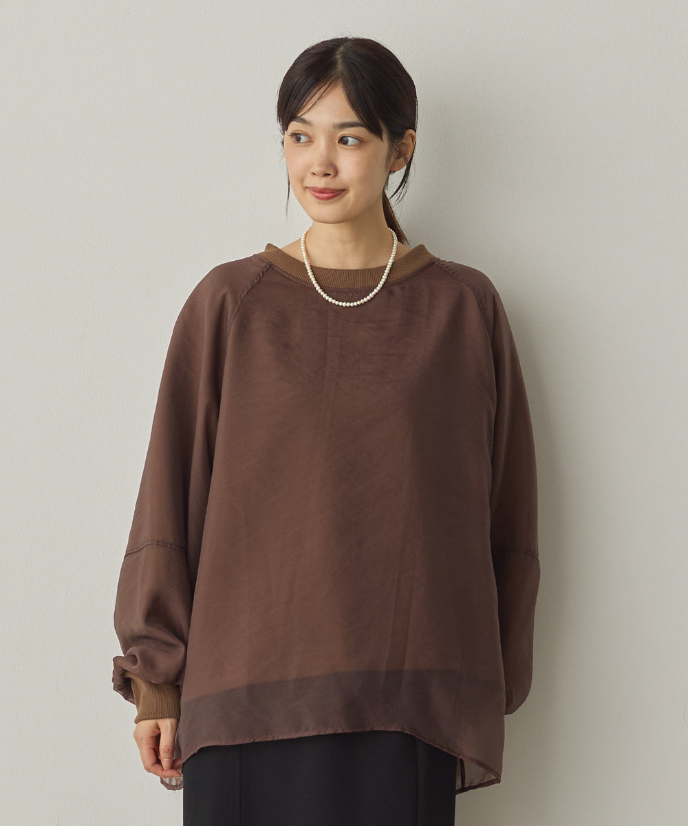 オーガンジーレイヤードボリューム袖プルオーバー[1325-6156]