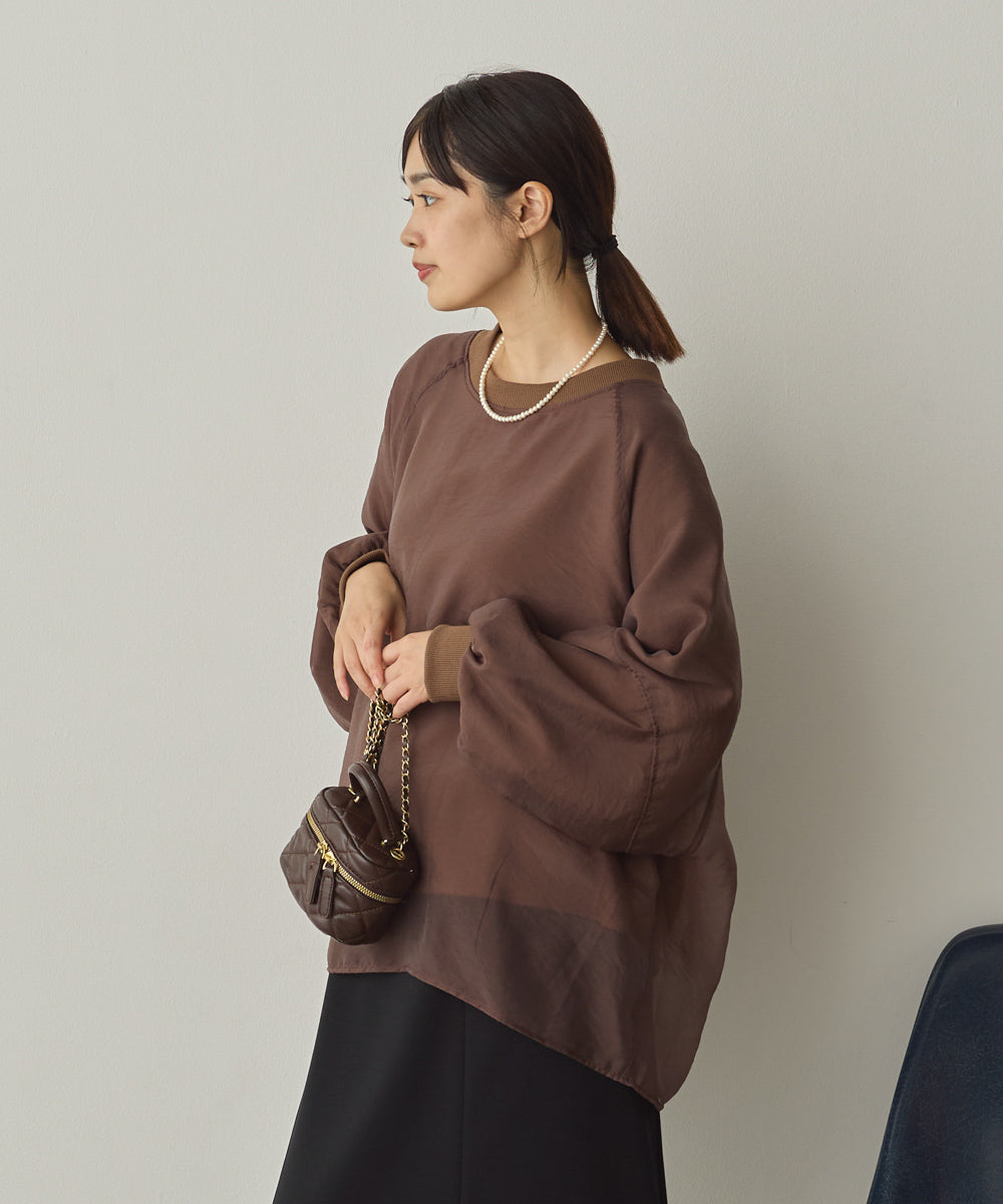 オーガンジーレイヤードボリューム袖プルオーバー[1325-6156]