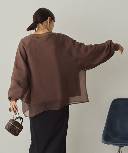 オーガンジーレイヤードボリューム袖プルオーバー[1325-6156]