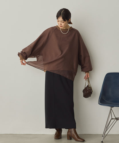 オーガンジーレイヤードボリューム袖プルオーバー[1325-6156]