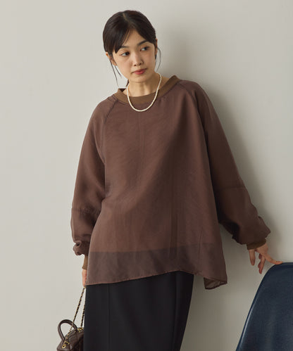 オーガンジーレイヤードボリューム袖プルオーバー[1325-6156]