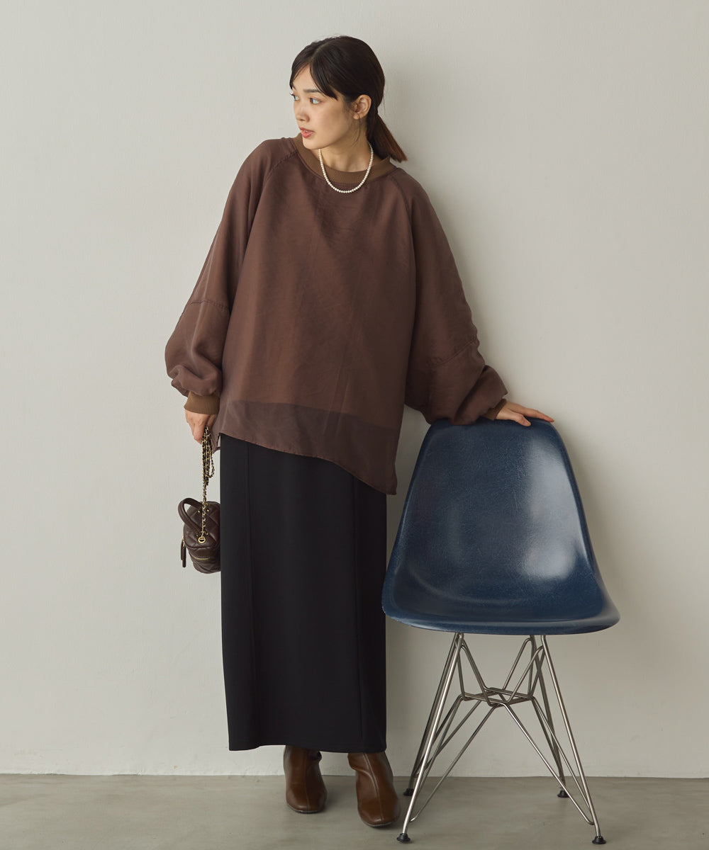 オーガンジーレイヤードボリューム袖プルオーバー[1325-6156]