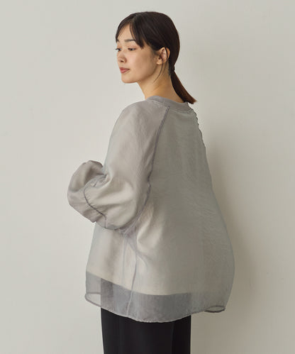オーガンジーレイヤードボリューム袖プルオーバー[1325-6156]
