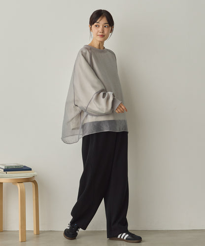 オーガンジーレイヤードボリューム袖プルオーバー[1325-6156]