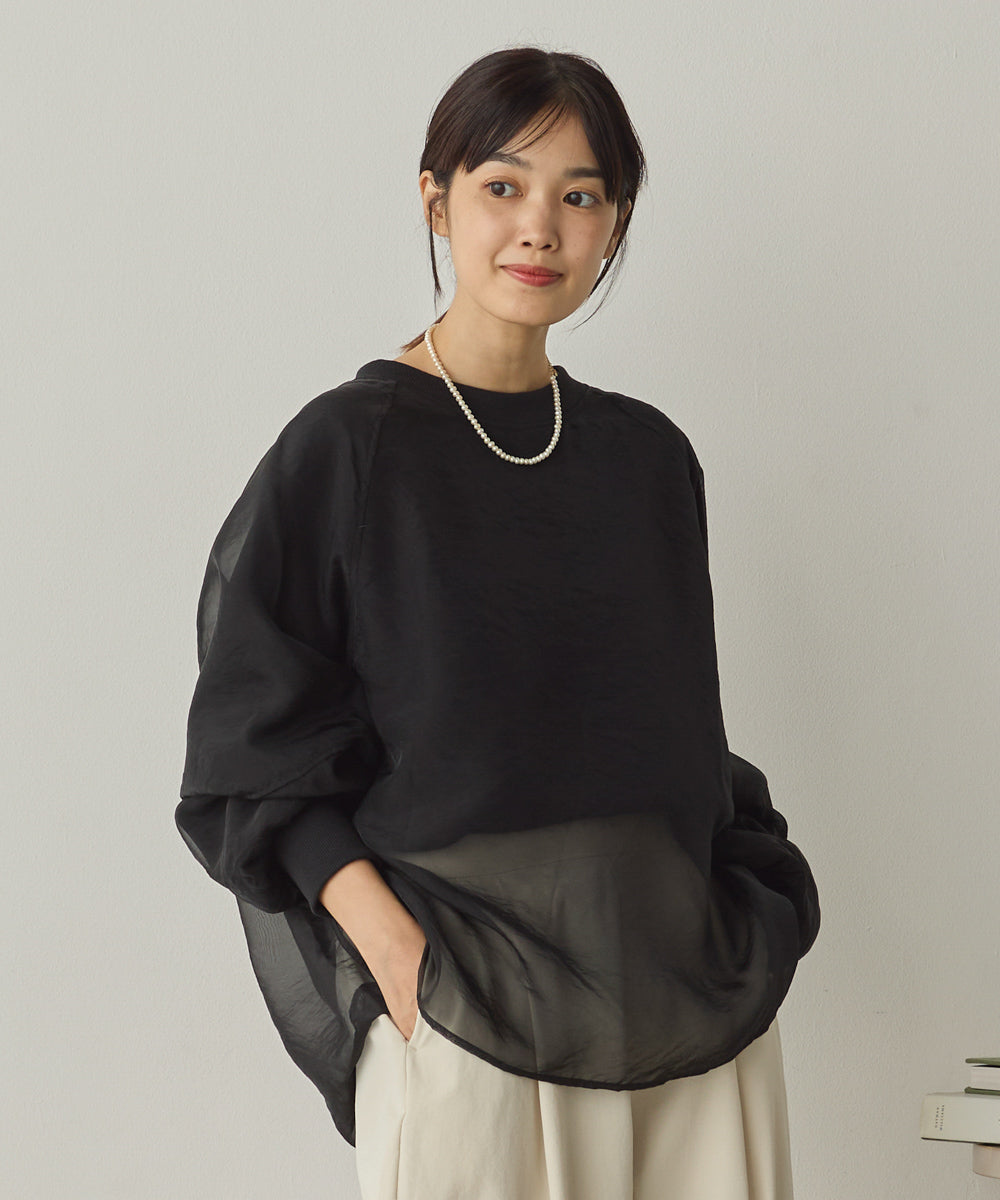 オーガンジーレイヤードボリューム袖プルオーバー[1325-6156]