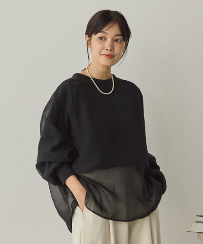 オーガンジーレイヤードボリューム袖プルオーバー[1325-6156]