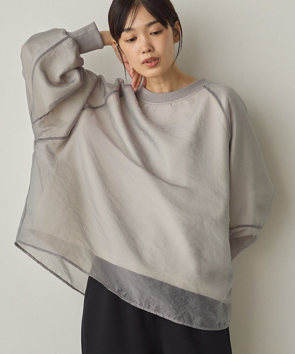 オーガンジーレイヤードボリューム袖プルオーバー[1325-6156]