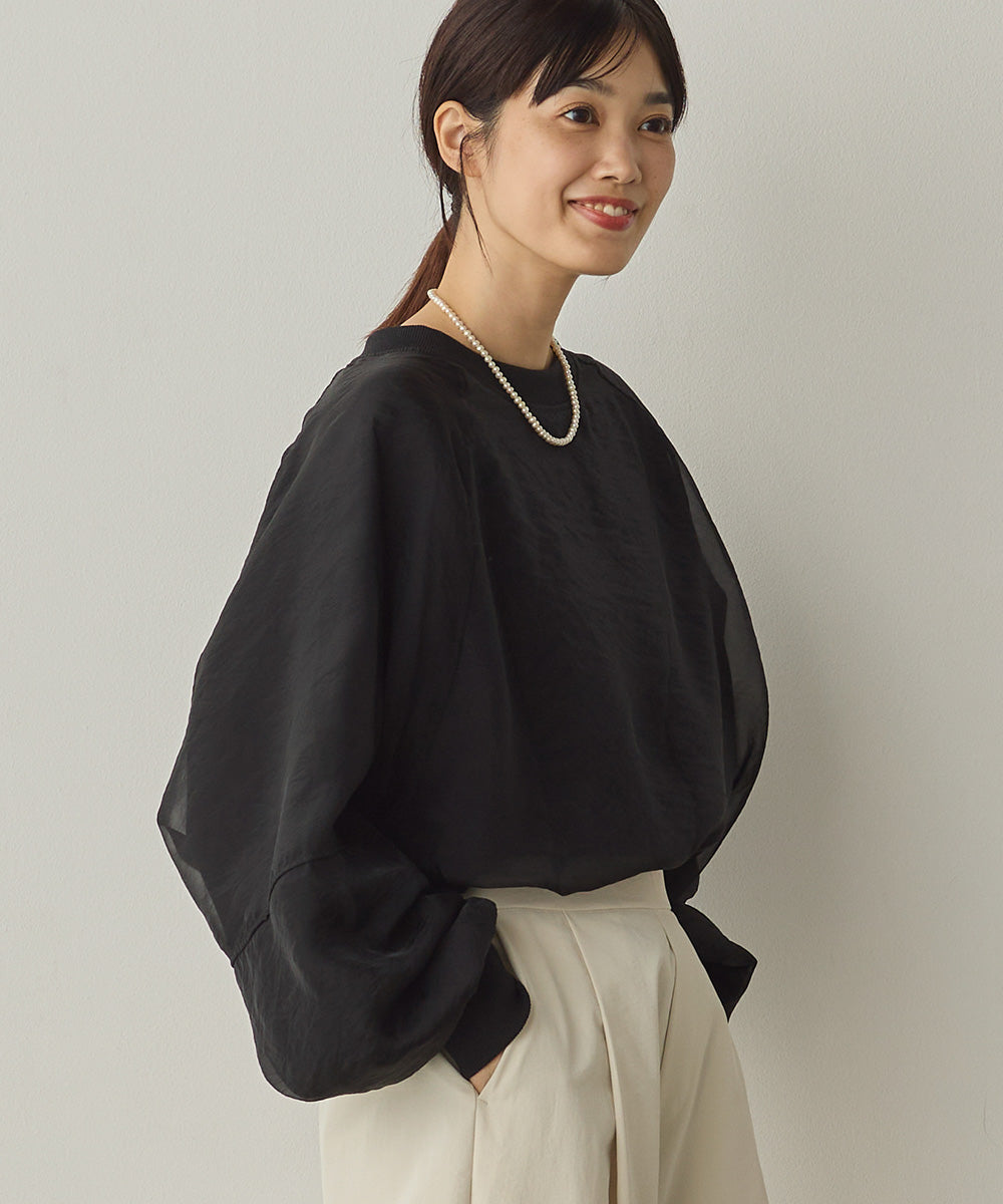 オーガンジーレイヤードボリューム袖プルオーバー[1325-6156]