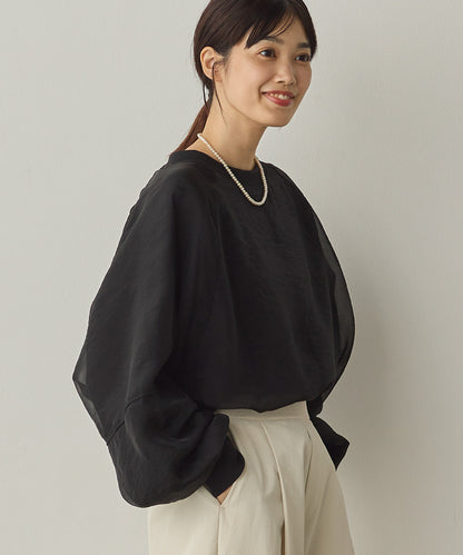 オーガンジーレイヤードボリューム袖プルオーバー[1325-6156]