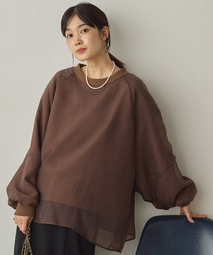 オーガンジーレイヤードボリューム袖プルオーバー[1325-6156]