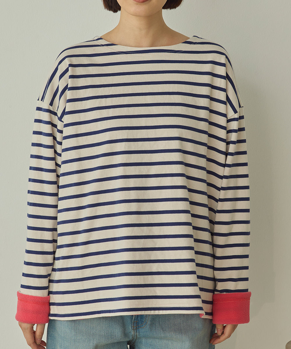 裏フリース ボーダーTシャツ[1325-6164]