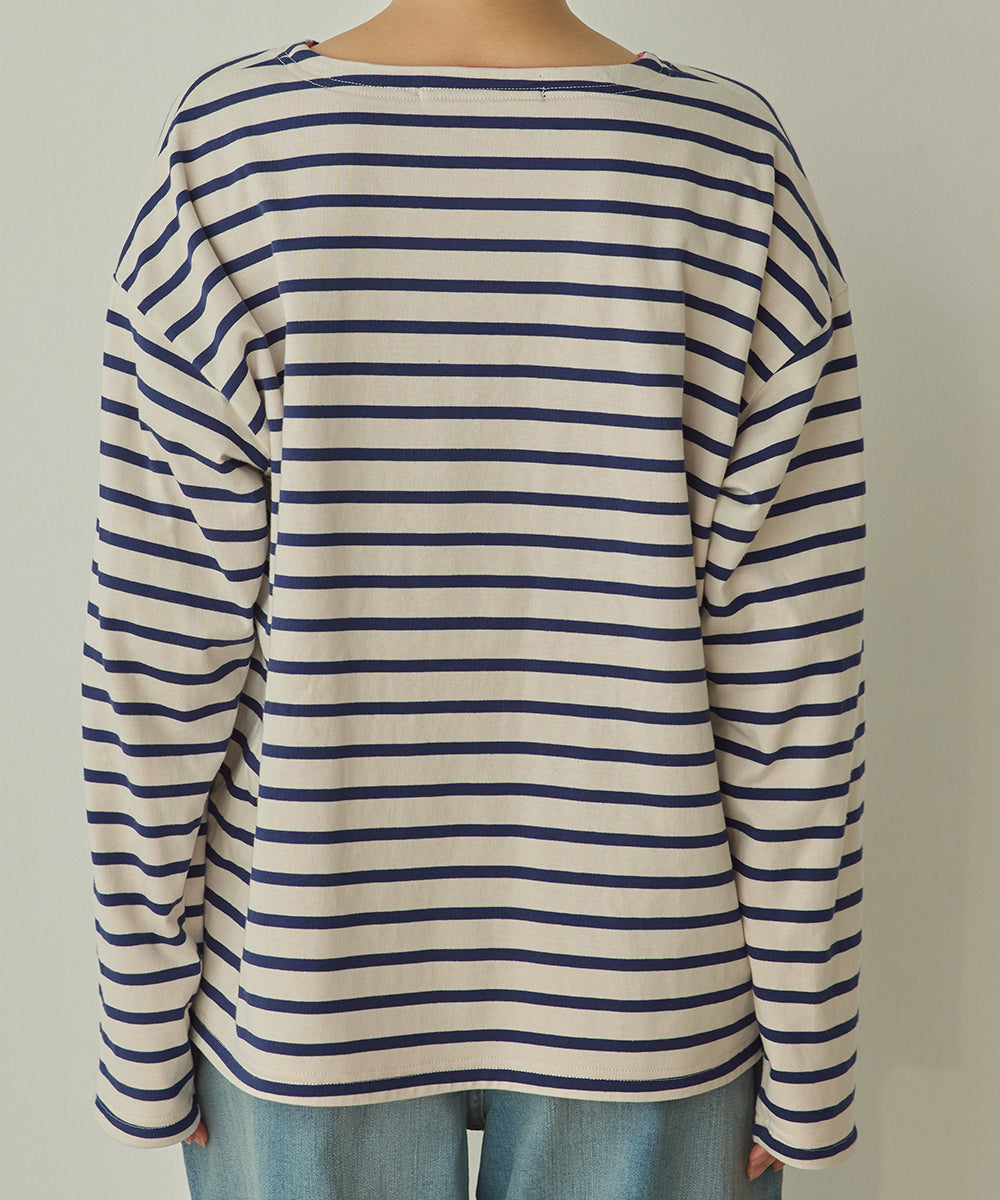裏フリース ボーダーTシャツ[1325-6164]