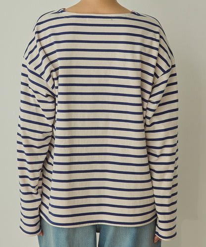 裏フリース ボーダーTシャツ[1325-6164]