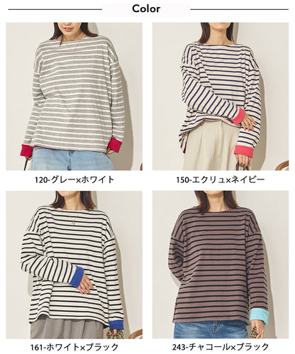 裏フリース ボーダーTシャツ[1325-6164]