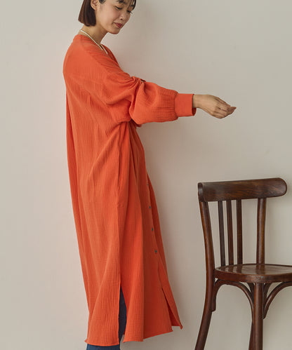 ダブルガーゼ製品洗いピンタックシャツワンピース[1325-7106]