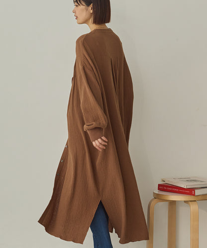 ダブルガーゼ製品洗いピンタックシャツワンピース[1325-7106]