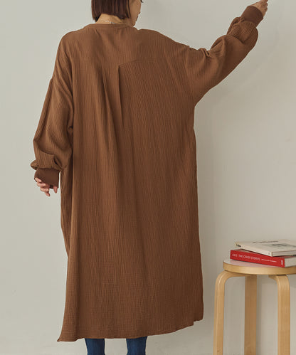 ダブルガーゼ製品洗いピンタックシャツワンピース[1325-7106]