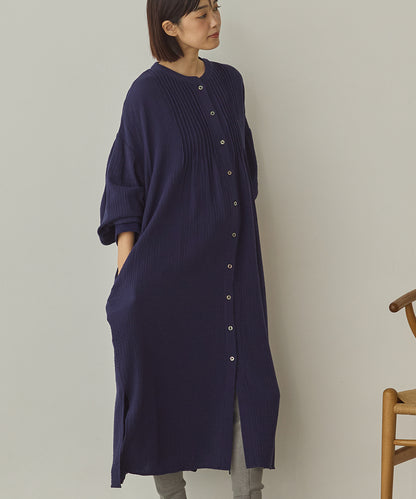 ダブルガーゼ製品洗いピンタックシャツワンピース[1325-7106]