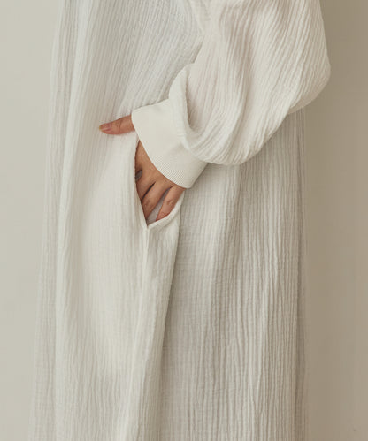 ダブルガーゼ製品洗いピンタックシャツワンピース[1325-7106]